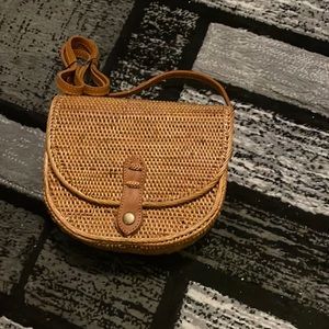 Light brown straw bag over the shoulder bag